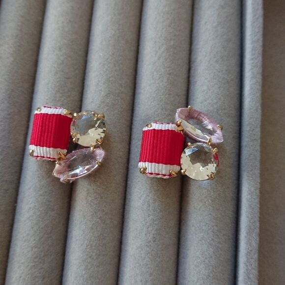 J. Crew Cluster stone earrings - clear, pink and red - Picture 1 of 8
